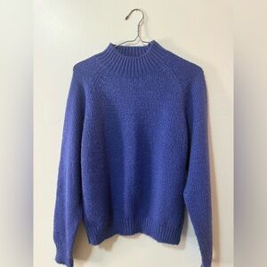 Vintage GERARD WORKS Purple Acrylic Knit Mock Neck Sweater with Raglan Sleeves